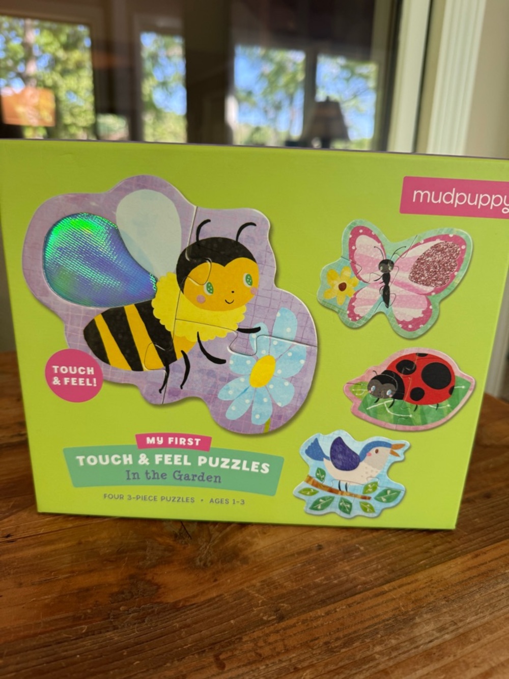 Mudpuppy NWT My First Touch & Feel Puzzles - Garden Animals (Green) GREAT toy!